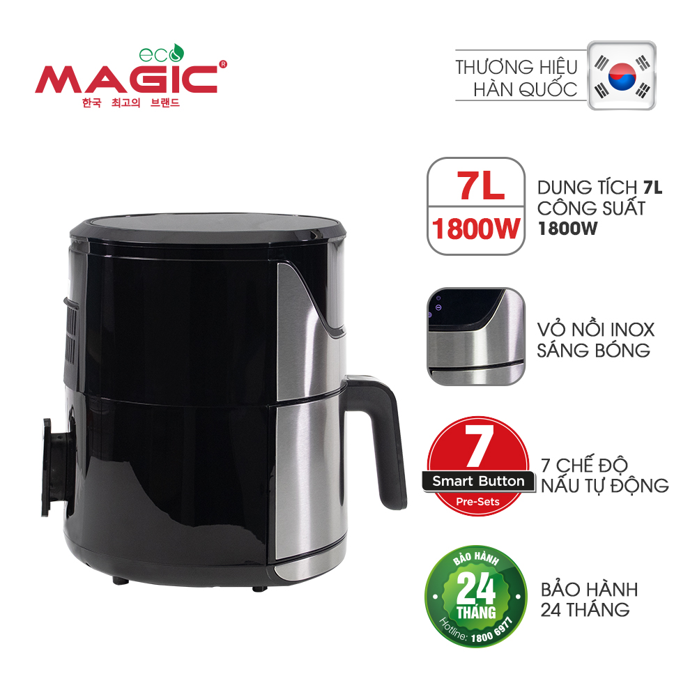Nồi Chiên Không Dầu Kết Hợp Nướng Magic Eco AC-122 7L - Hàng chính hãng