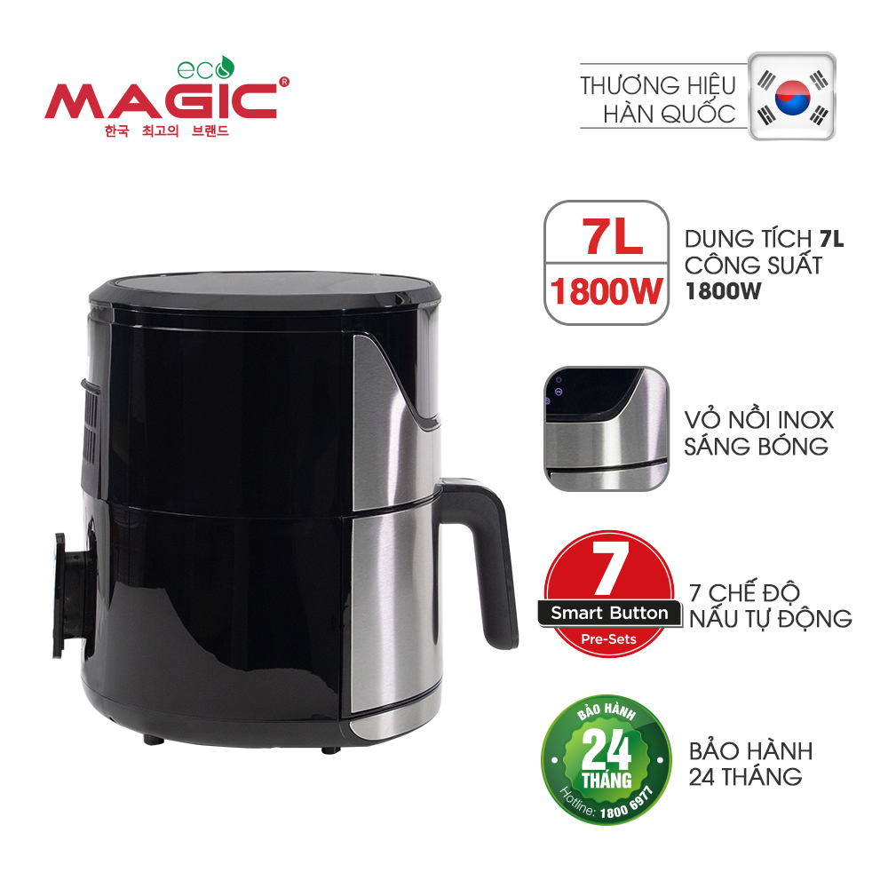 Nồi Chiên Không Dầu Kết Hợp Nướng Magic Eco AC-122 7L - Hàng chính hãng