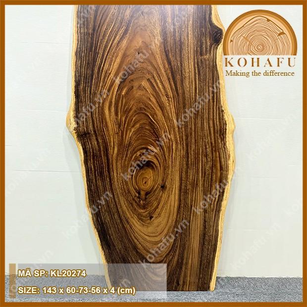 Mặt bàn trà, bàn sofa gỗ me tây nguyên tấm kiểu dáng độc đáo KL20274