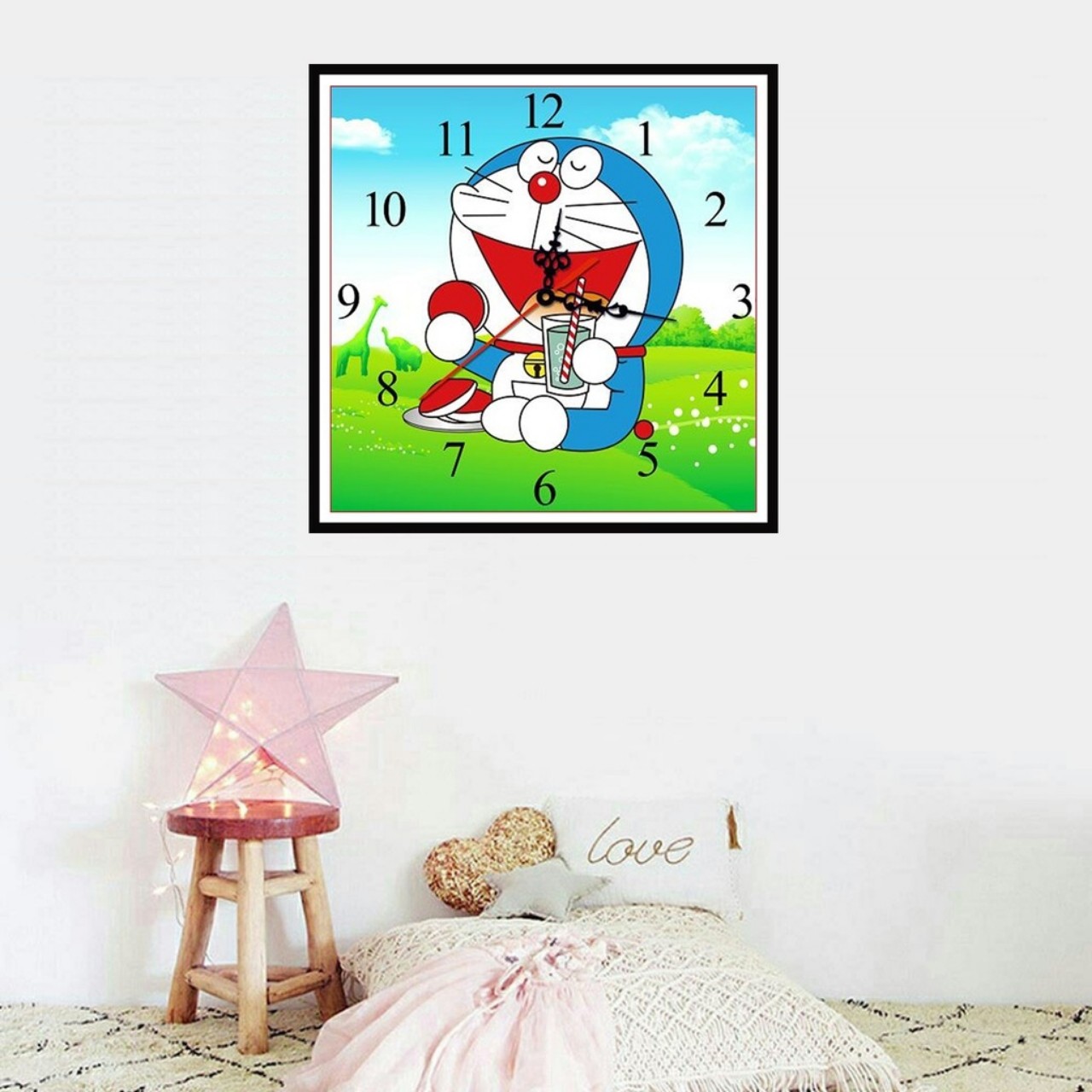 Tranh đính đá đồng hồ Doremon - chưa đính