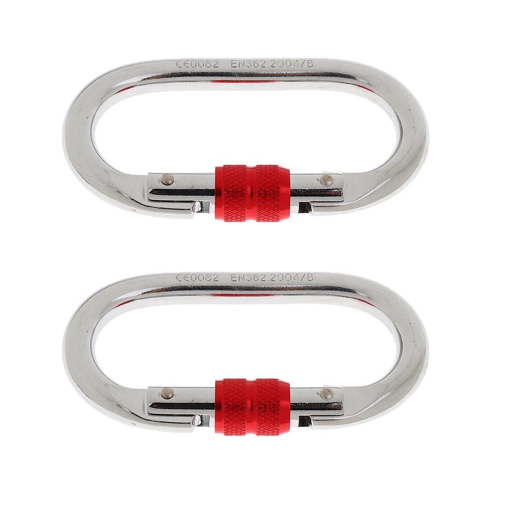 2Pcs Backpack Hiking Stick Holder Walking Pole Fixing Buckle Elastic Rope & 2x Climbing Carabiner Hook