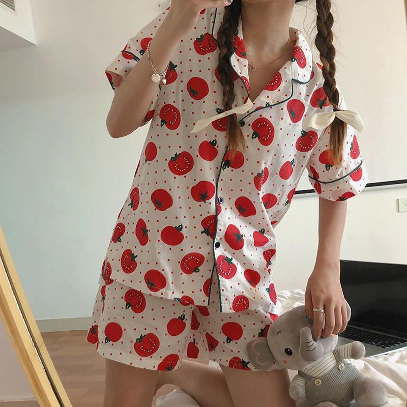 Set bộ ngủ pijama hình cà chua vải cotton