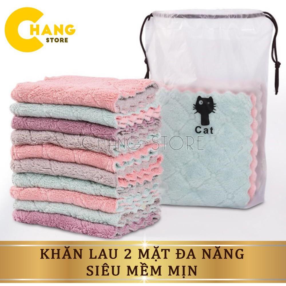 Set 10 khăn lau 2 mặt đa năng, mềm mịn, hút nước