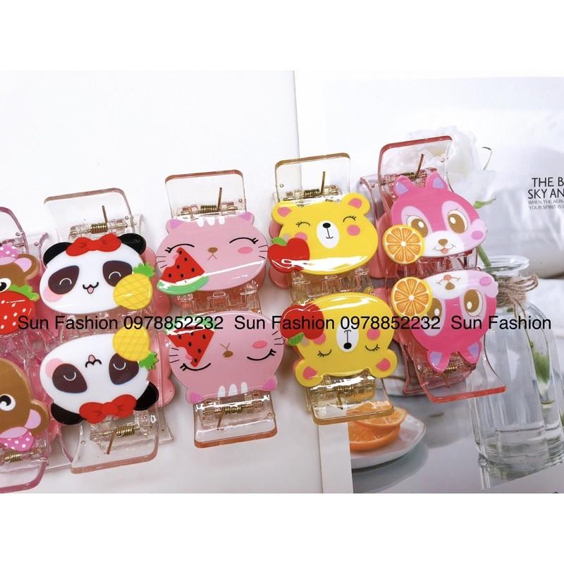 Kẹp tóc càng cua trong suốt 3 răng, 5 răng hình thú, con vật, hoạt hình, trái cây, 12 con giáp màu sắc đáng yêu