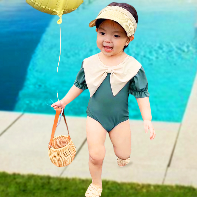 Bikini cho bé cánh tiên 5-25kg Baby-S, Đồ bơi bé gái liền thân tone màu hồng cực xinh xắn – SDB018