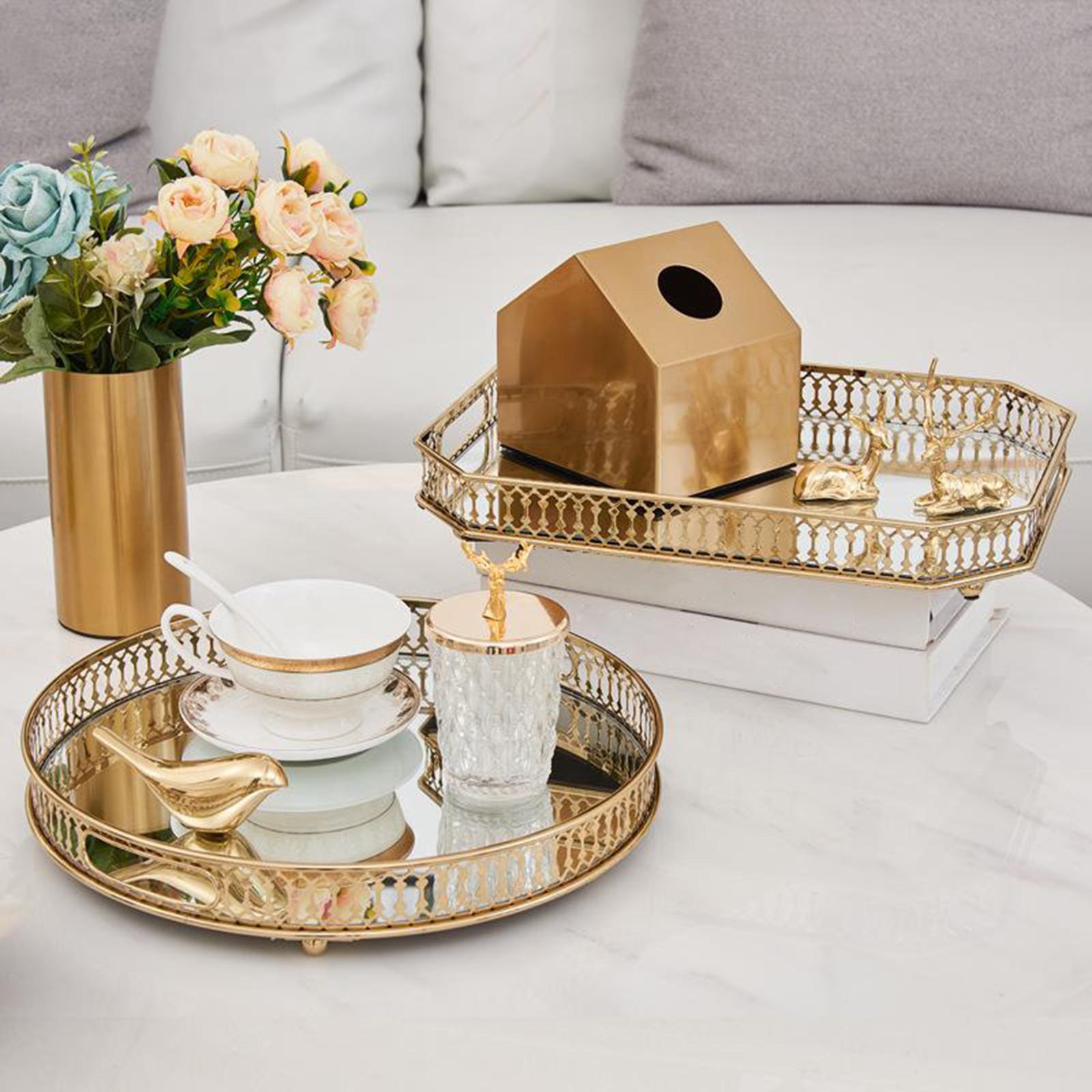 2xCrystal Tray Decorative Organizer Dessert Plate Home Decor Rectangle Home
