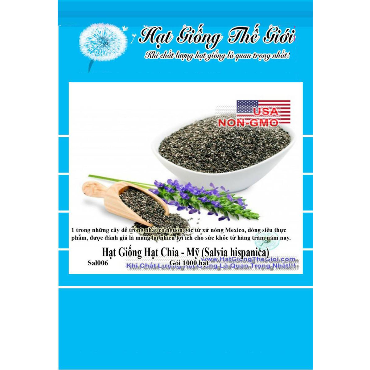 1000h Hạt Giống Hạt Chia - Mỹ