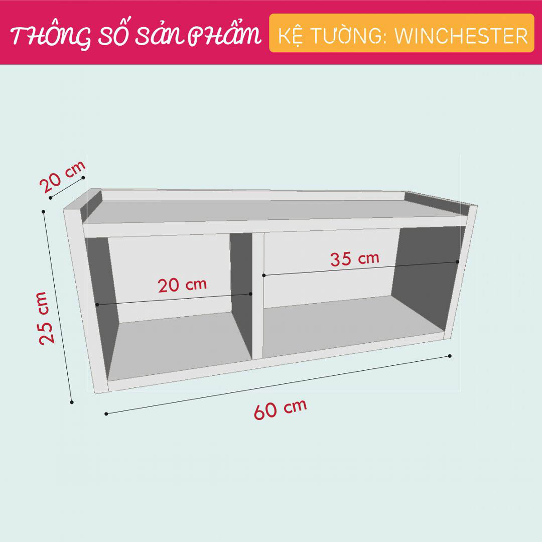 Giá sách treo tường đẹp nhỏ gọn SMLIFE Winchester