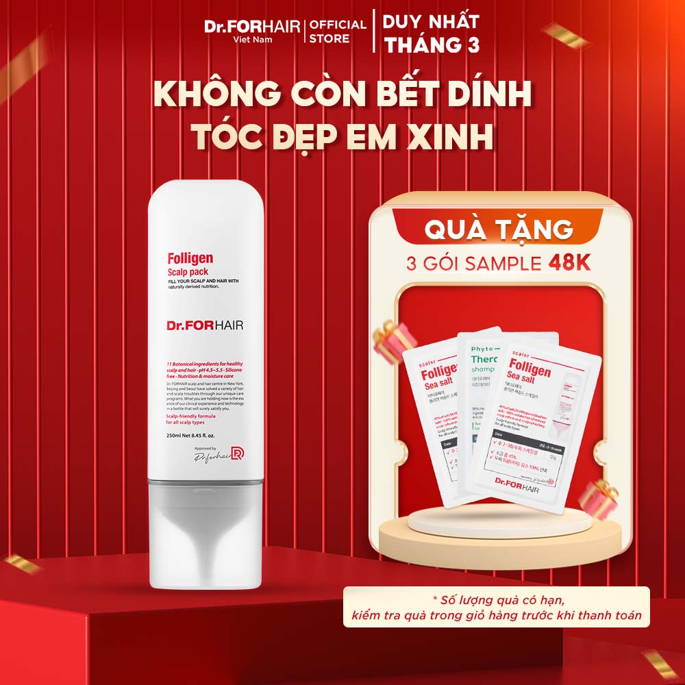 Dầu xả dưỡng tóc chăm sóc da đầu giảm rụng tóc Dr.FORHAIR Folligen Scalp Pack 250ml