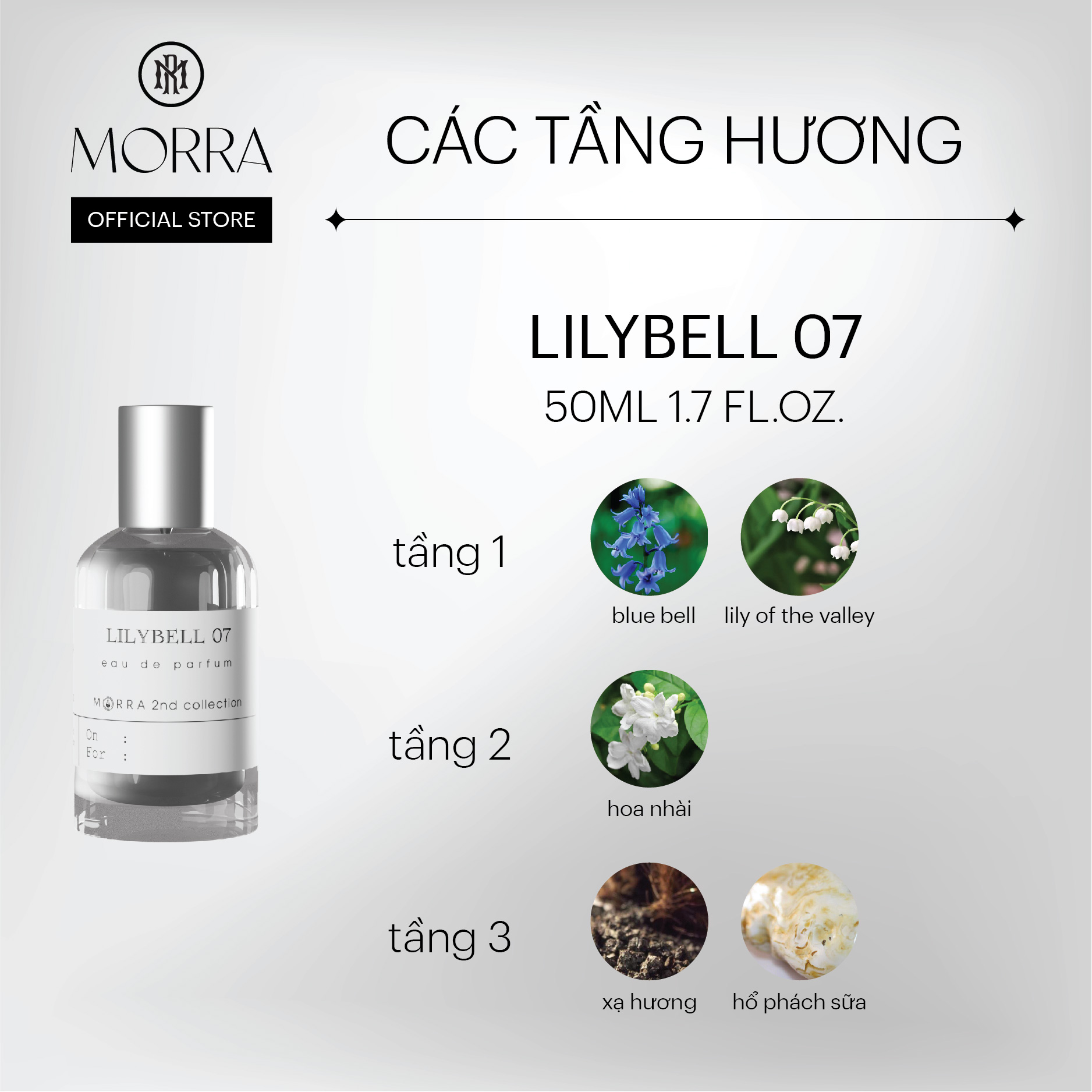 Nước Hoa Nữ Morra Lilybell 07 Chai 50ml Nguyên Liệu Nhập Pháp Hương Thơm Sang Trọng, Nhẹ Nhàng, Ngọt Ngào - Dạng Xịt