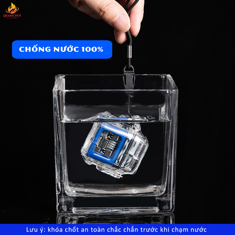 Hộp quẹt điện chống nước vỏ trong suốt, công nghệ 4 tia plasma chống gió sạc pin tiện lợi.