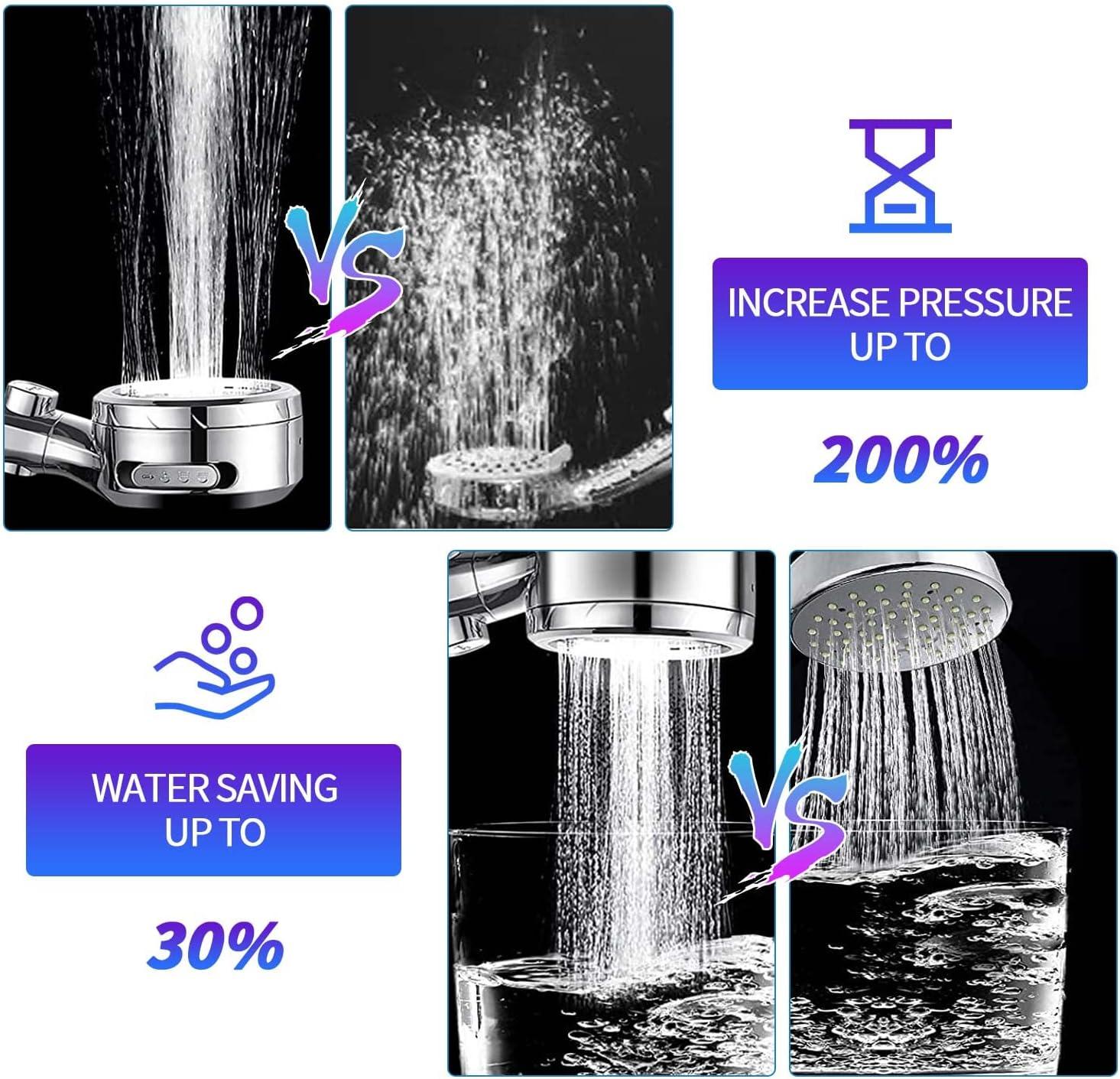 Đầu vòi hoa sen, đầu vòi hoa sen phổ quát với màn hình nhiệt độ, đầu tắm tiết kiệm nước với 4 chế độ tắm, đầu vòi hoa sen áp suất cao với nút Break