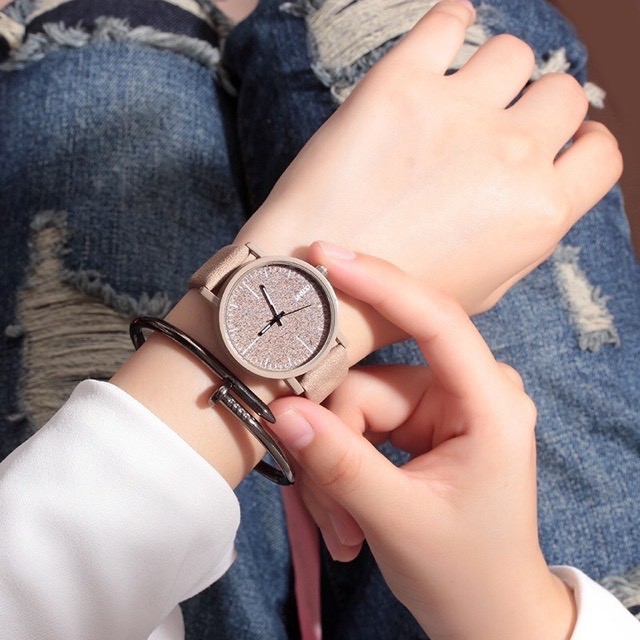 Đồng hồ unisex cặp đôi Shuxia dây da mặt tròn thời trang nhiều màu