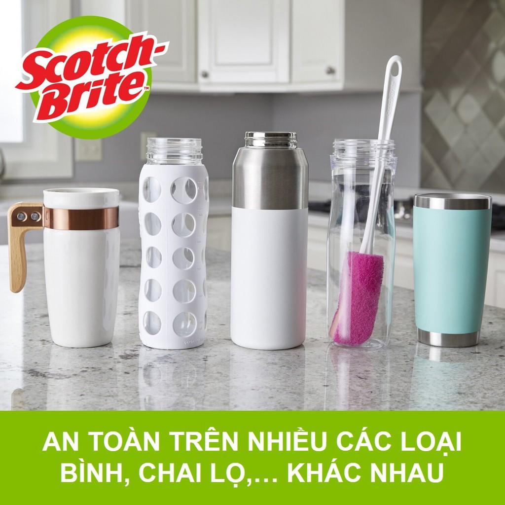 Cây cọ rửa bình, chai lọ Scotch - Brite 3M đa năng - Không gây trầy xước, lớp mút cao cấp lấy sạch vết bẩn