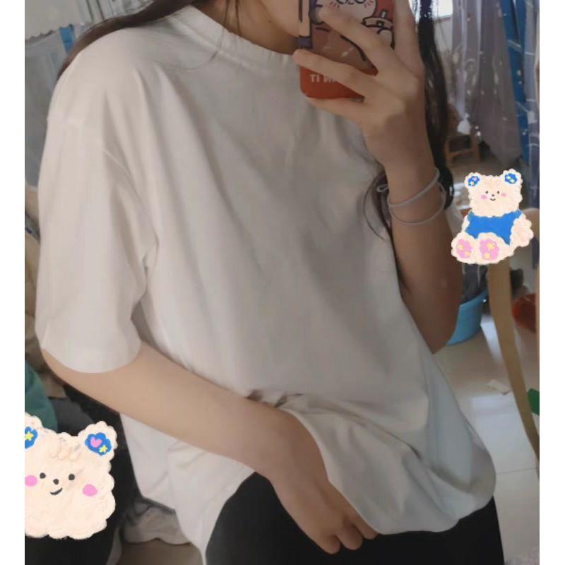 LàEM_Áo phông trắng trơn 100% cotton