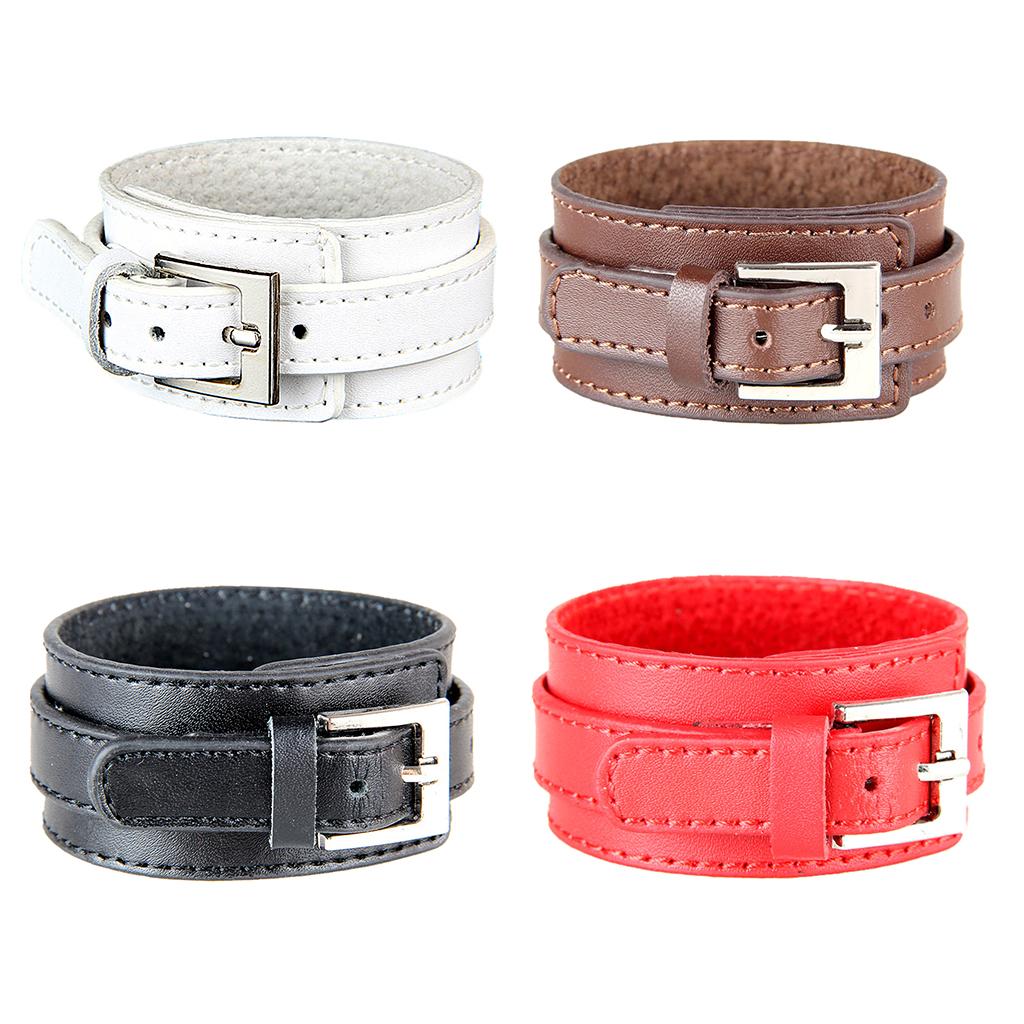 Punk Rock Wide Cow PU Leather Wristband Cuff Bracelet Bangle Buckle Jewelry
