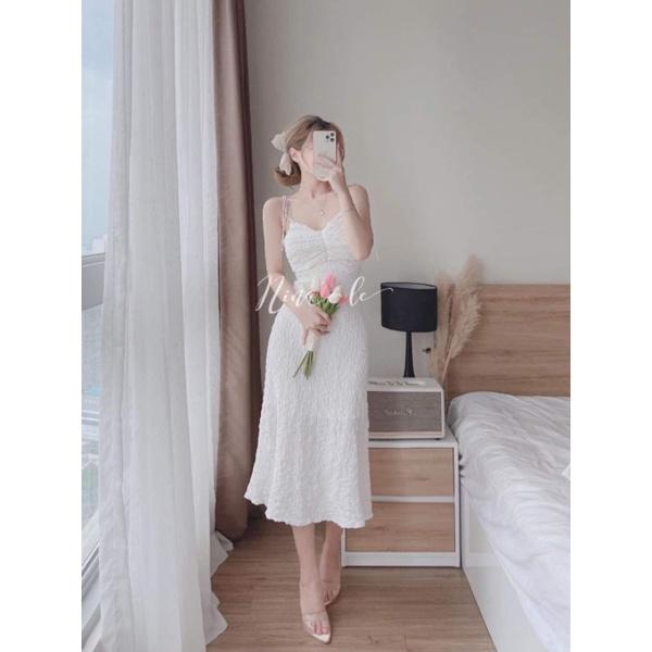 ĐẦM 2 DÂY THẮT NƠ XỐP KÈM ÁO KHOÁC