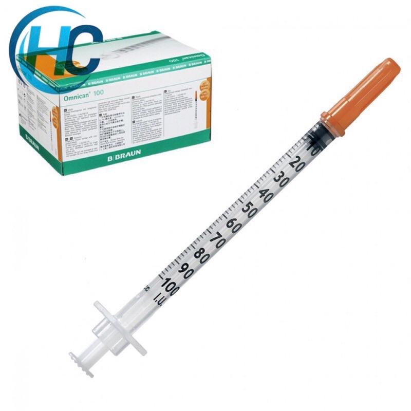 Bơm Tiêm Insulin, Kim Đầu Cam Chích Tiểu Đường: B.Braun-siêu nhỏ, chích êm (Hộp 100C)