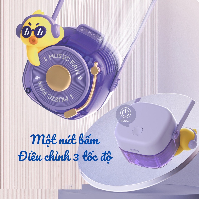 Quạt Mini Đeo Cổ DJ GL120 Hoạt Hình Không Cánh Tiện Lợi Siêu Xinh