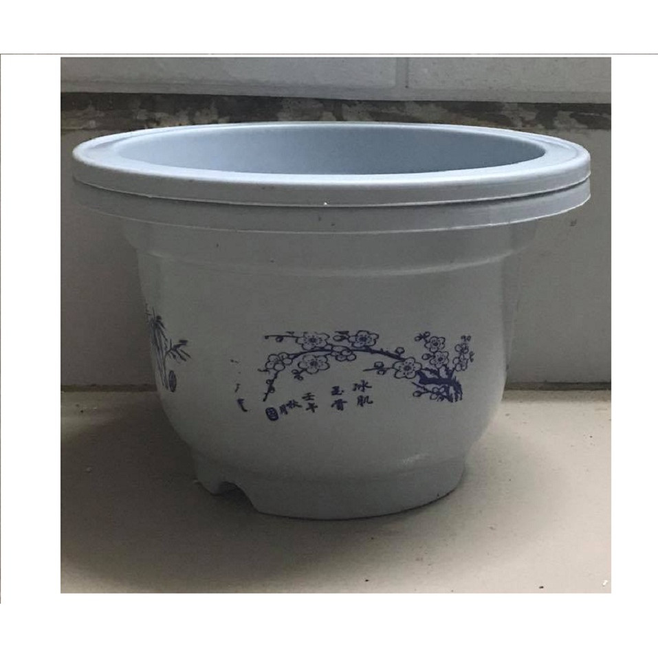 2 Chậu Nhựa Trồng Cây Hoa, Cây Cảnh Màu Trắng MiNi A200x130