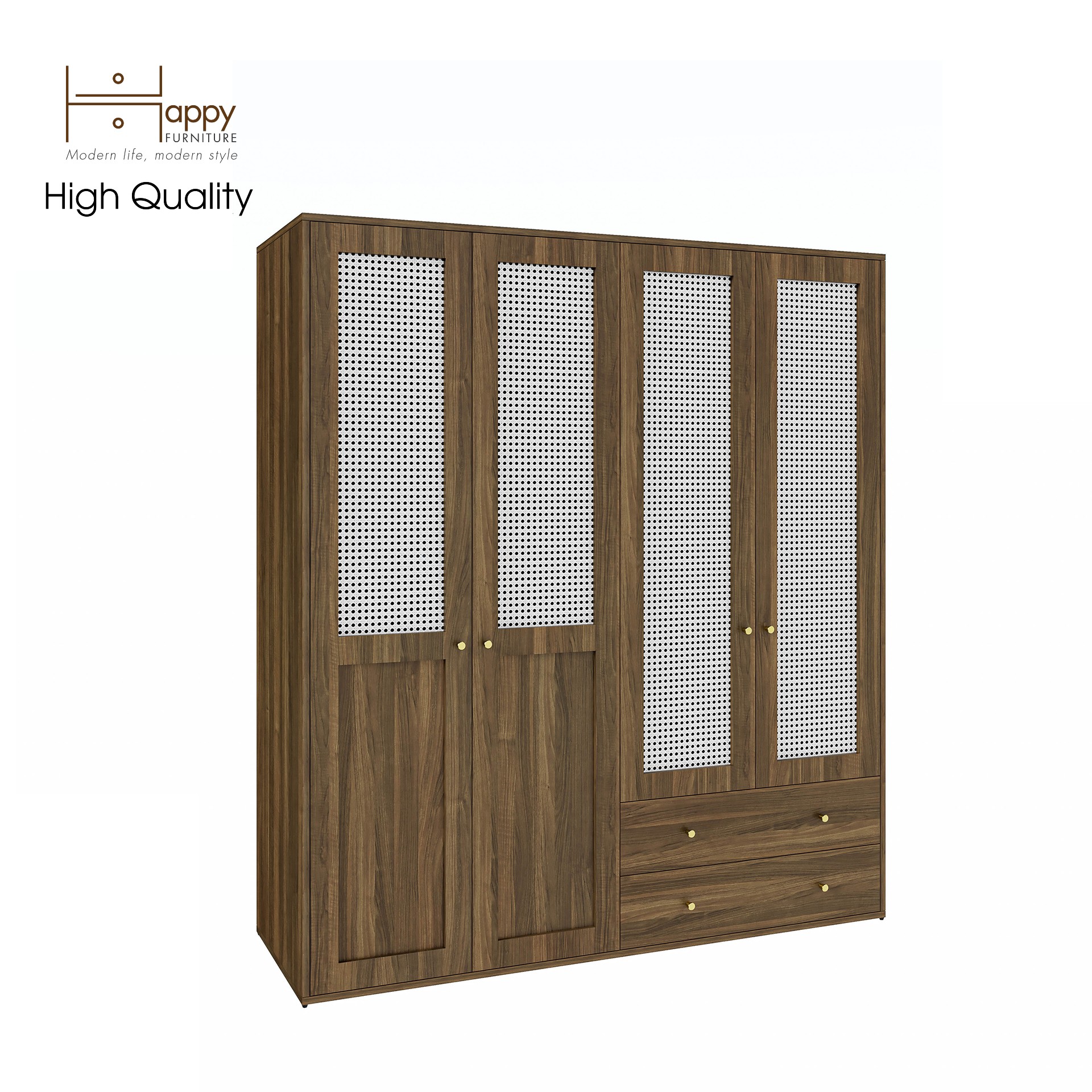 [Happy Home Furniture] ROTAN, Tủ quần áo 4 cửa mở , 160cm x 54cm x 180cm ( DxRxC), TCM_137