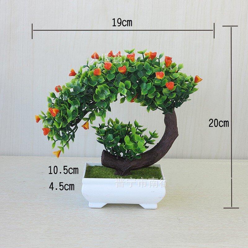 CÂY GIẢ BONSAI HOA HỒNG RỰC RỠ kèm chậu- Chậu cây Phú Quý Cát Tường, trang trí, để bàn - Hoa giả