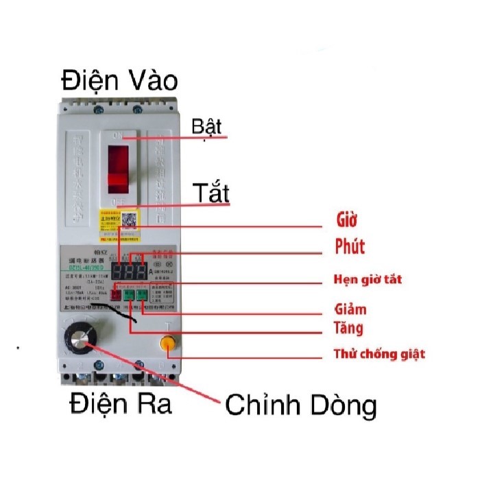 Aptomat 3 pha 63A bảo vệ quá tải, mất pha, lệch pha,chống dòng rò,hẹn giờ tắt