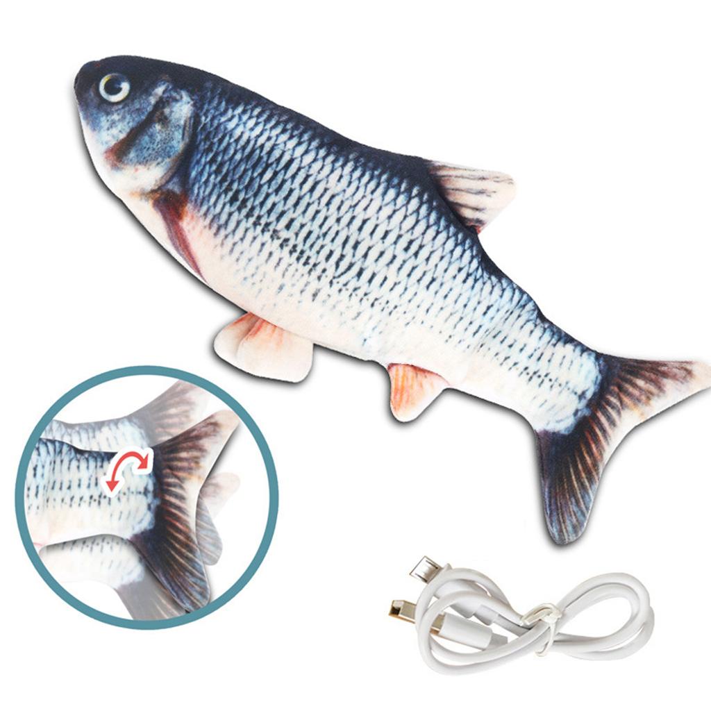 2 Pieces Grass Carp Electric Dancing Fish Cat Toy Wagging Flipping Moving