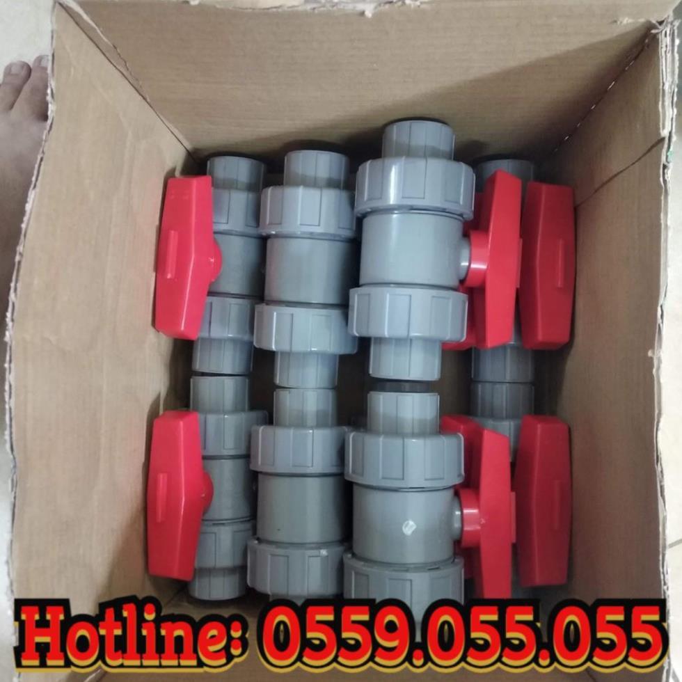 Van nước, van khóa 42 PVC 2 đầu rắc co