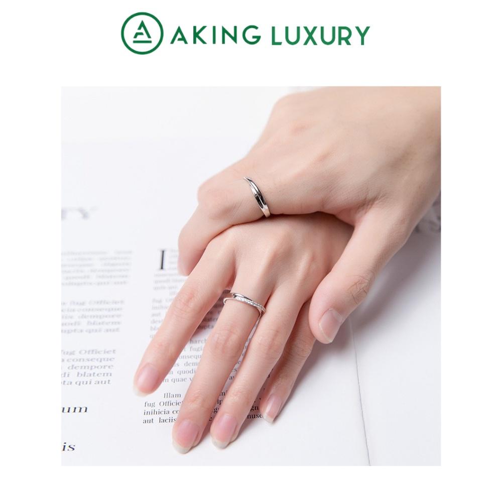 Nhẫn đôi AK05 cao cấp, nhẫn bạc nam đơn giản, nhẫn bạc nữ đính đá đẹp. Nhẫn cặp mới nhất 2021