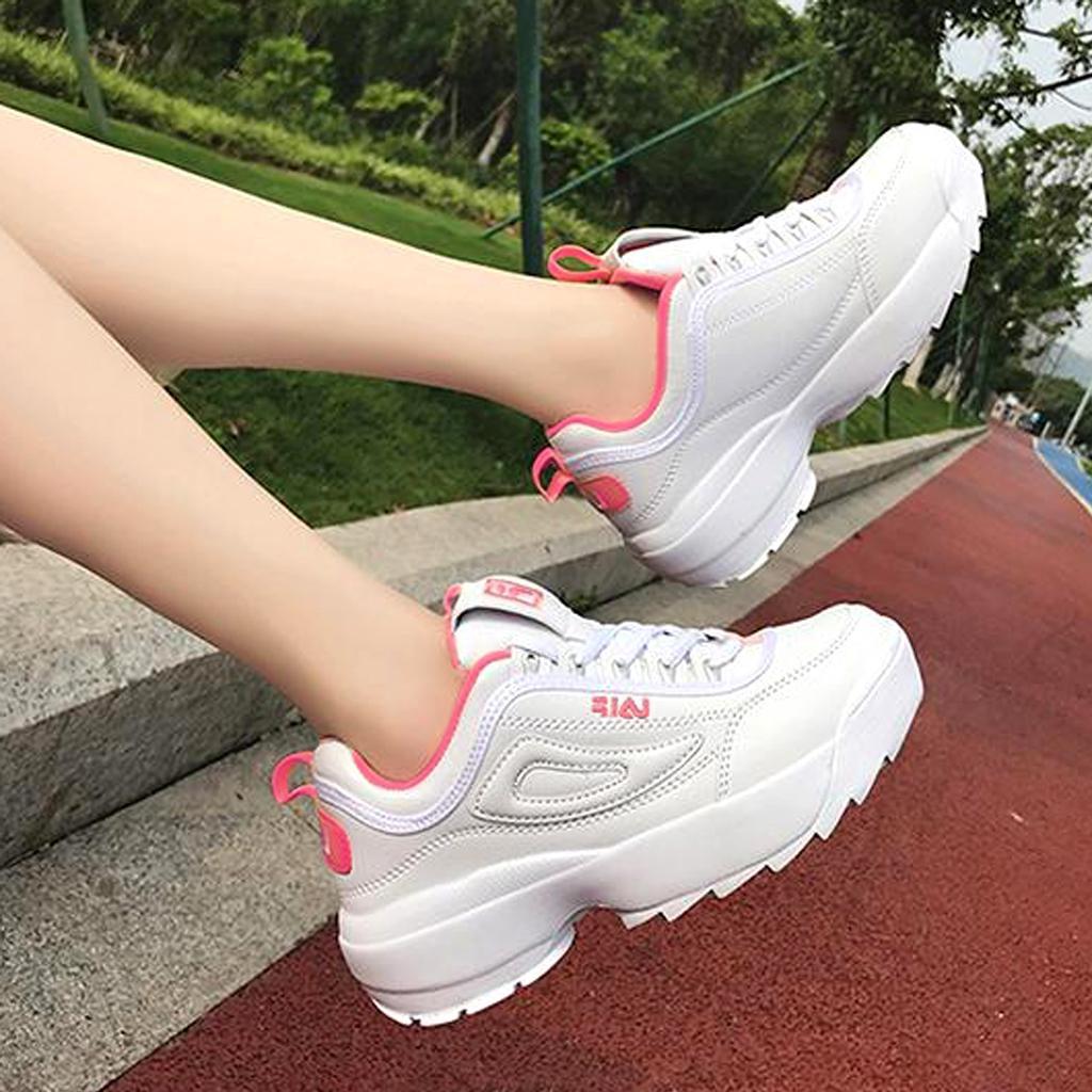GIÀY THỂ THAO NỮ PHỐI TRẮNG HỒNG ĐẾ CAO