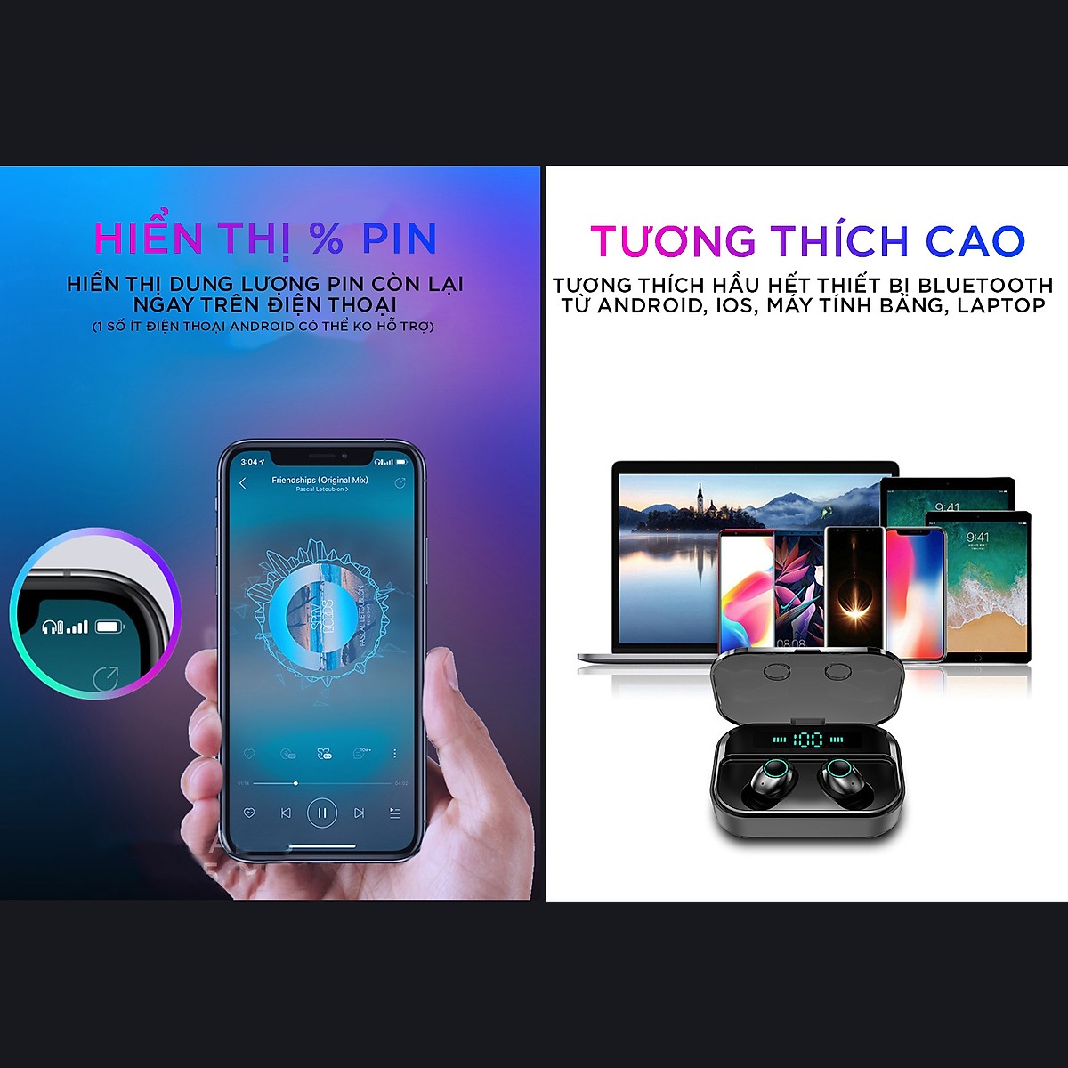 Tai Nghe Bluetooth ANNCOE Tezos M7 Chất Lượng Cao - Chống Nước IPX7 - Nghe 90h - Tích Hợp Micro - Tự Động Kết Nối - Tương Thích Cao Cho Tất Cả Điện Thoại - Hàng Chính Hãng