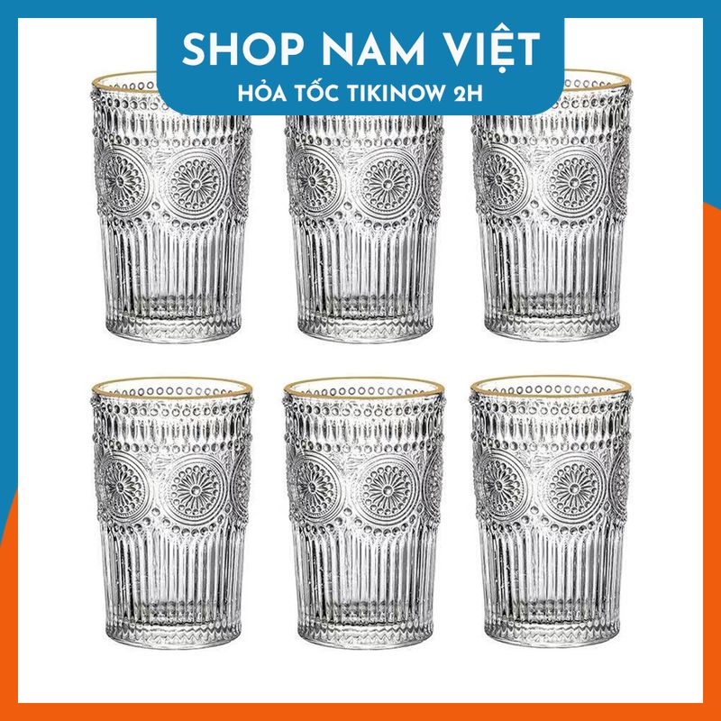 SET 6 LY THUỶ TINH CAO CẤP VÂN NỔI SANG TRỌNG