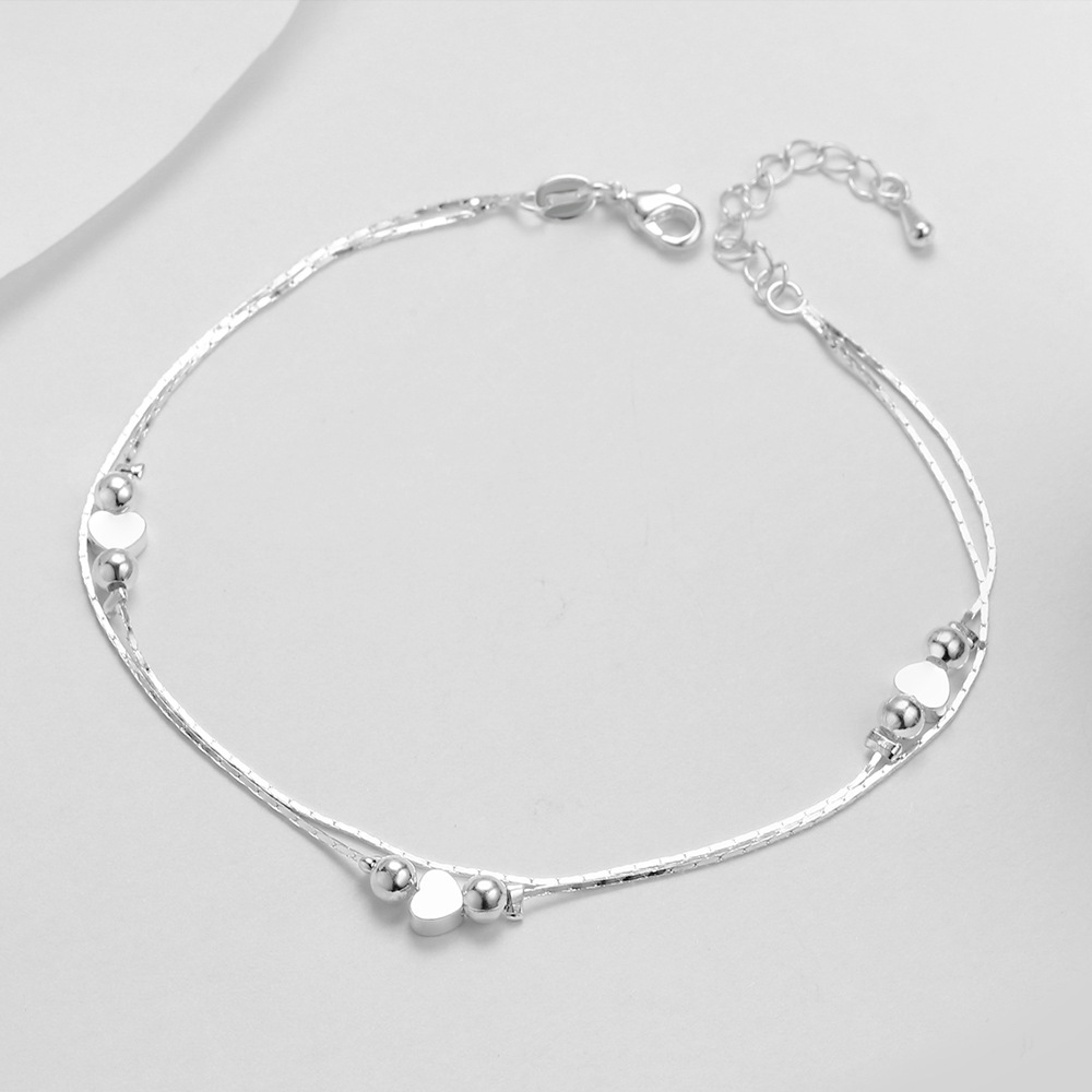 Lắc chân nữ thời trang dây đôi trái tim LC04