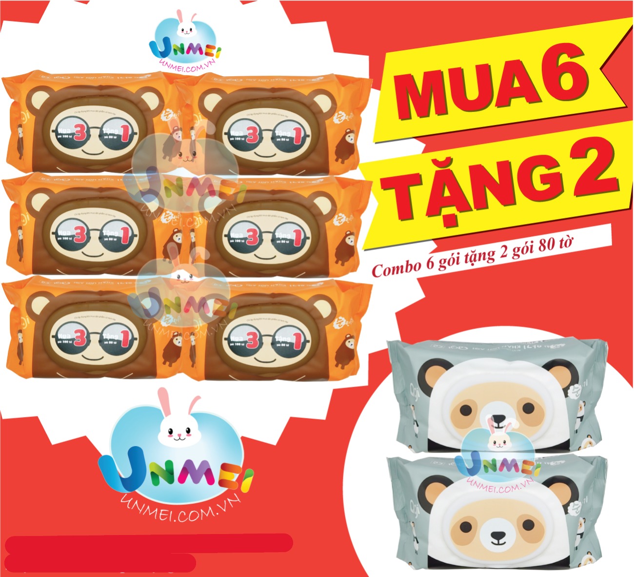 Bộ 6 Gói Khăn Ướt Không Hương Agi 100 Tờ x 6 - Giao Mẫu Ngẫu Nhiên