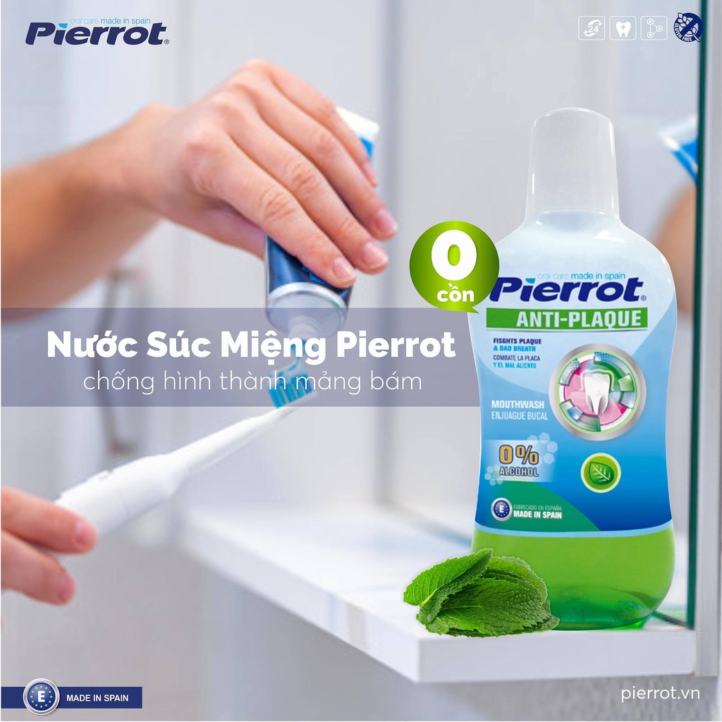 [ Mua 2 tặng 1 ] Nước súc miệng chống hình thành mảng bám PIERROT 500ml