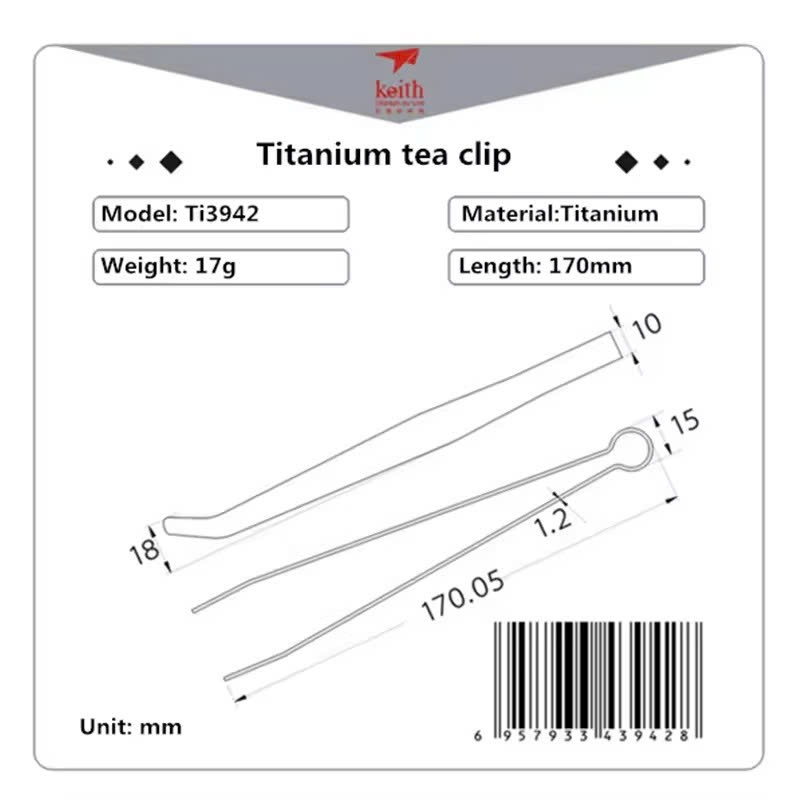 Kẹp gắp bộ ấm trà Titanium Keith Ti3942 - Dài 17cm