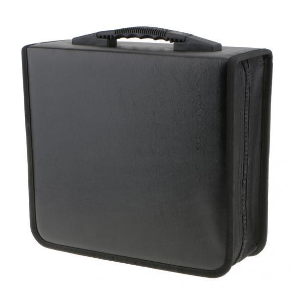 2 Pieces Durable Leather Large CD DVD VCD Disk Storage Case Holder Bag Black