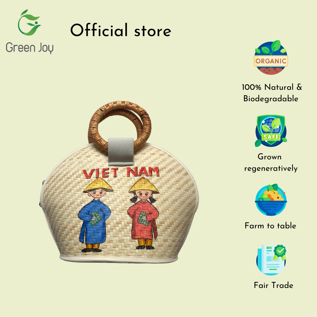 Túi cỏ bàng ovan vẽ Green Joy