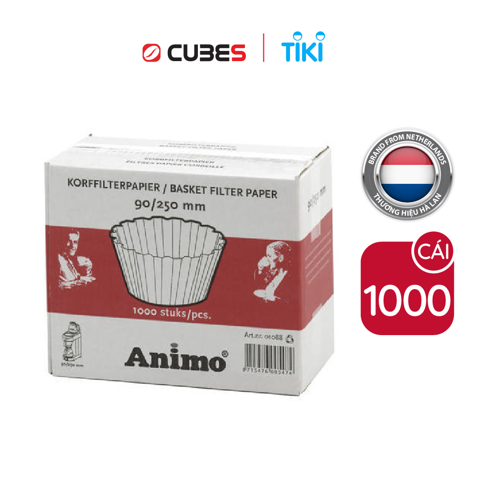 Giấy lọc cà phê Animo 90/250 mm - Box Filter Paper 195 - Hàng nhập khẩu chính hãng 100% từ thương hiệu Animo, Hà Lan