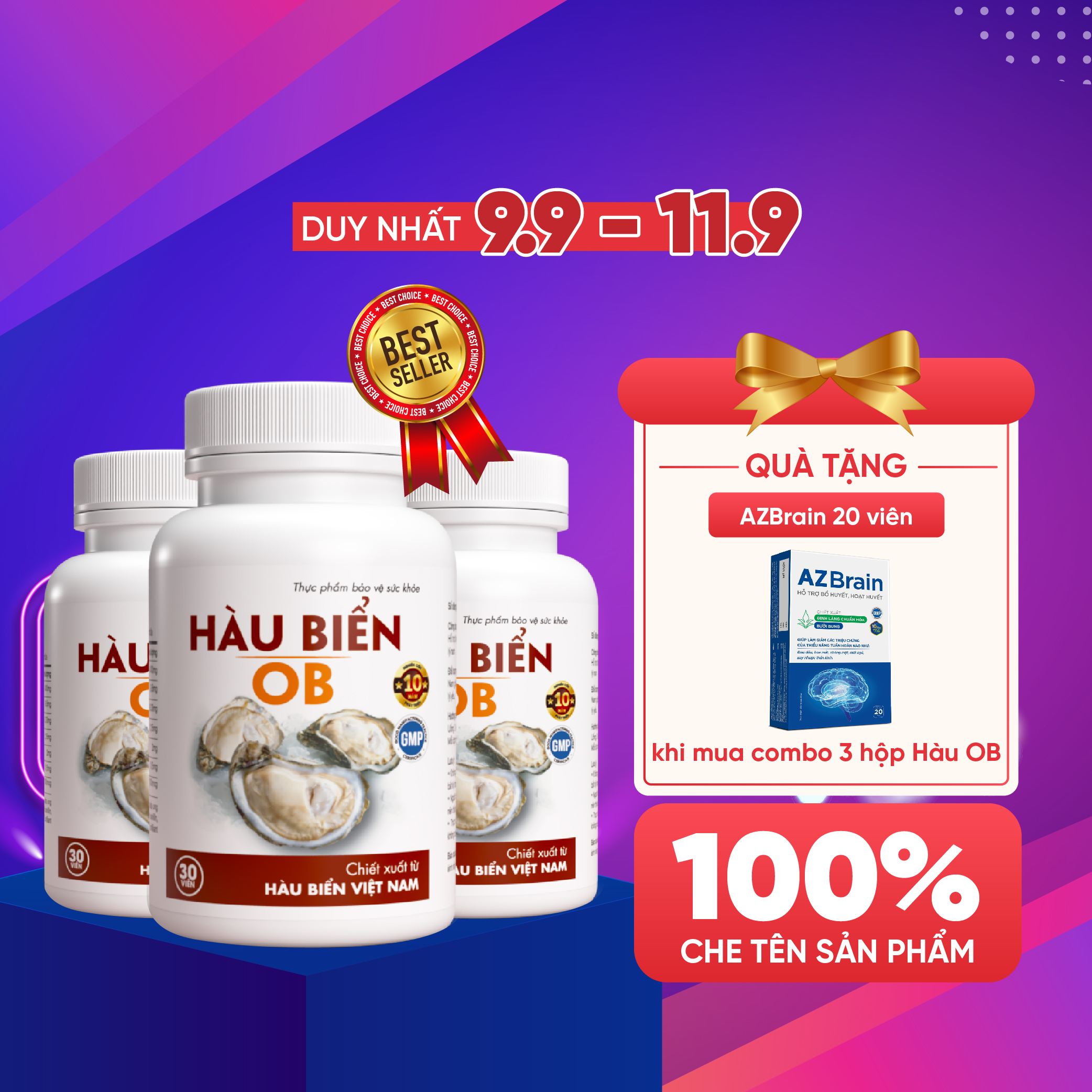 Thực phẩm bảo vệ sức khỏe Hàu Biển OB - Tăng sinh chất lượng tinh trùng, Tăng cường sinh lý nam, hỗ trợ trị xuất tinh sớm