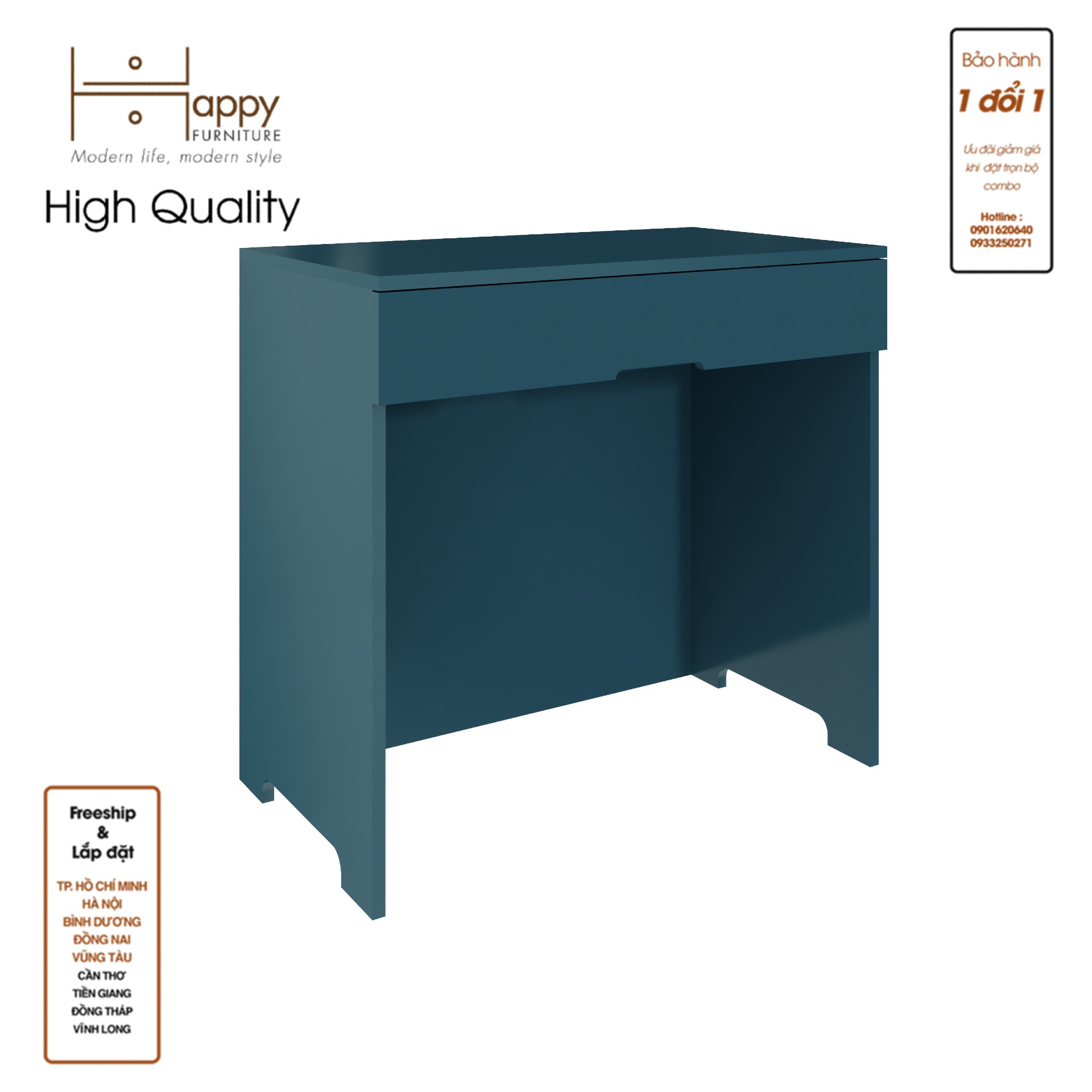 [Happy Home Furniture] MOLLY , Bàn trang điểm 1 ngăn kéo, 80cm x 46cm x 75cm ( DxRxC), BAN_064
