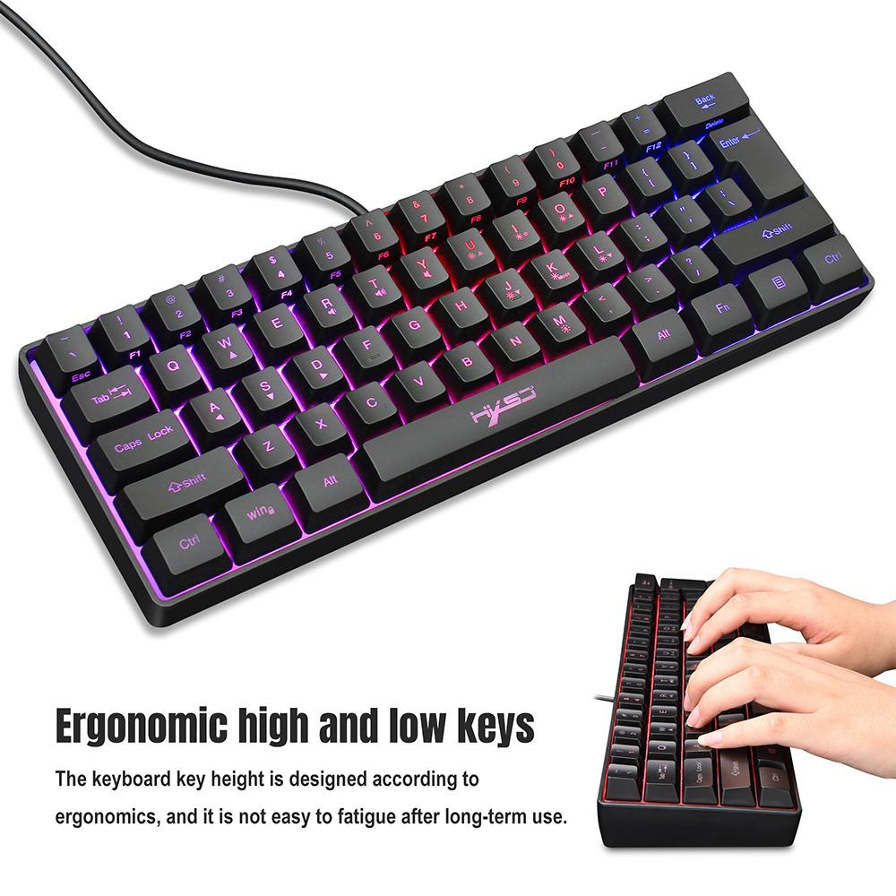 HXSJ Wired Keyboard and Mouse Combo V700 61 Keys RGB Gaming Keyboard+A904 RGB Macro Programming Gaming Mouse Set for PC