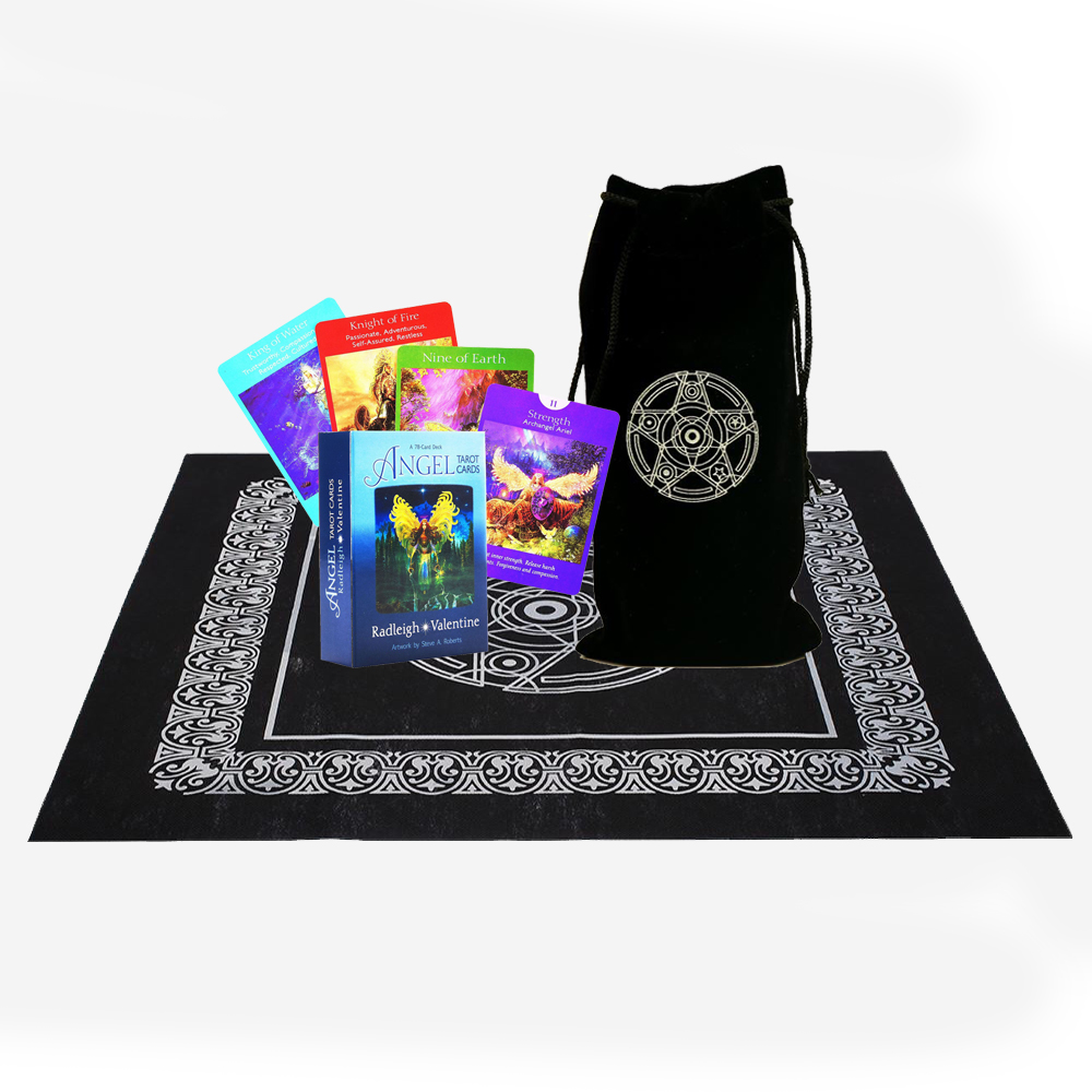 Combo Bộ Bài Bói Tarot Angel Tarot Oracle 78 Card Cao Cấp  và Túi Nhung Đựng Tarot và Khăn Trải Bàn Tarot