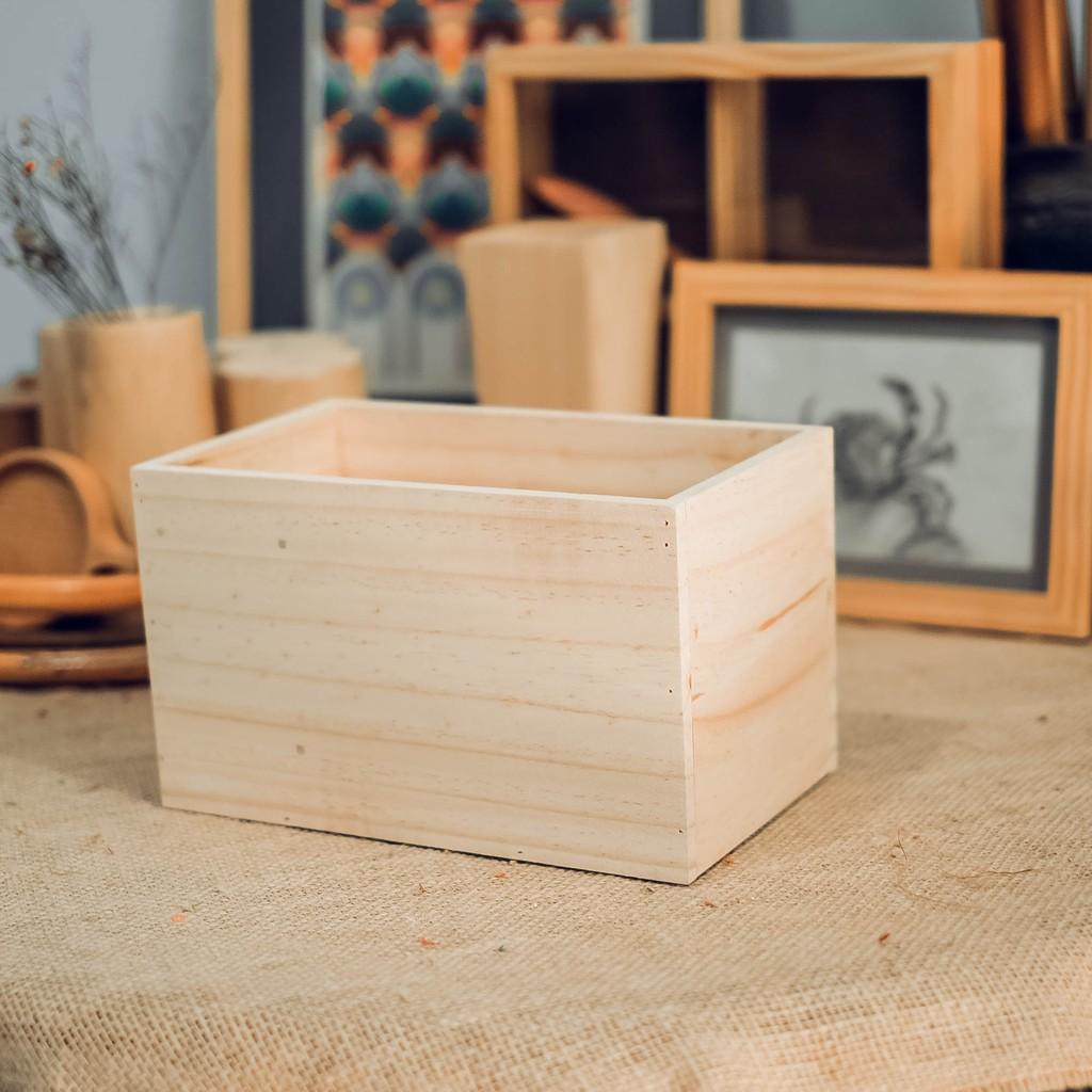 Chậu gỗ hình chữ nhật cắm hoa -Trang trí - Wooden pots