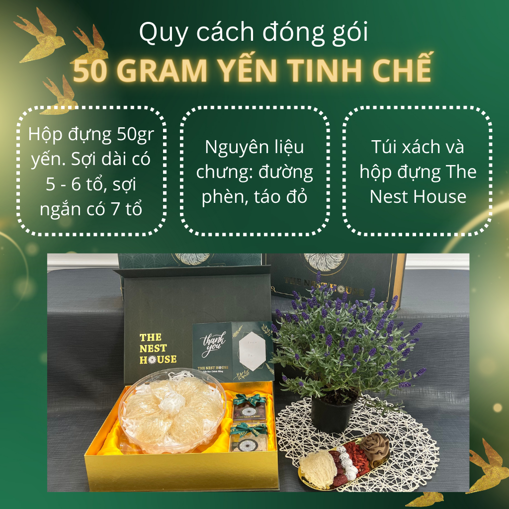 50 gram Tổ Yến Sào Tinh Chế Nha Trang Khánh Hoà Nguyên Chất The Nest House