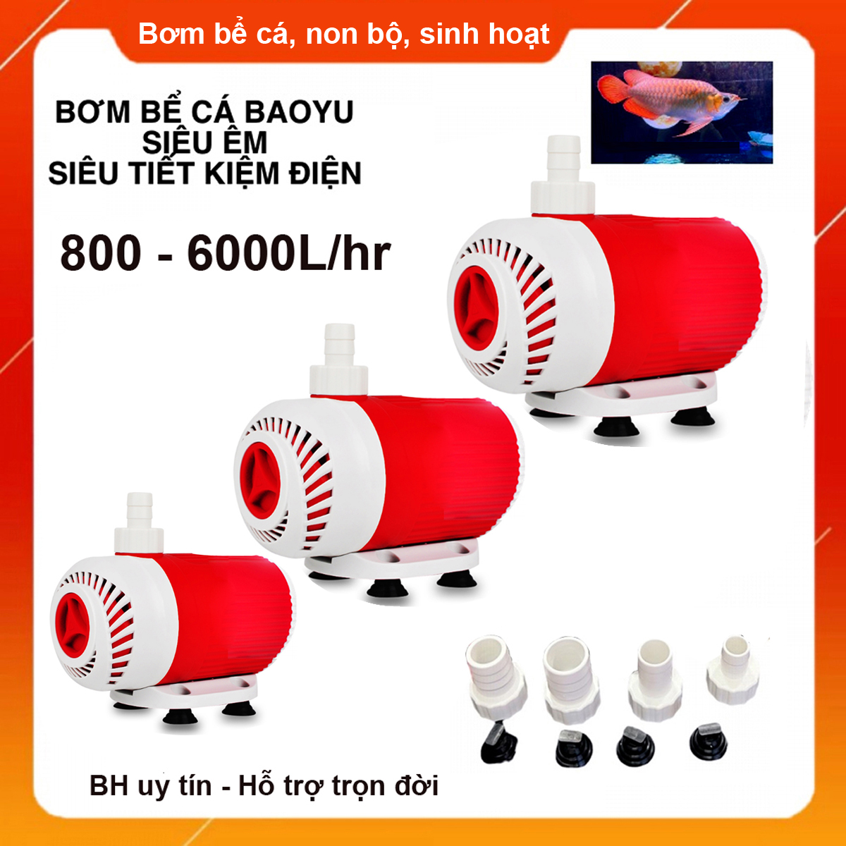 Máy bơm nước bể cá cảnh BAOYU BY102 BY103 30W BY104 40W BY105 50W cao cấp, siêu bền, tiết kiệm điện. Bảo hành uy tín