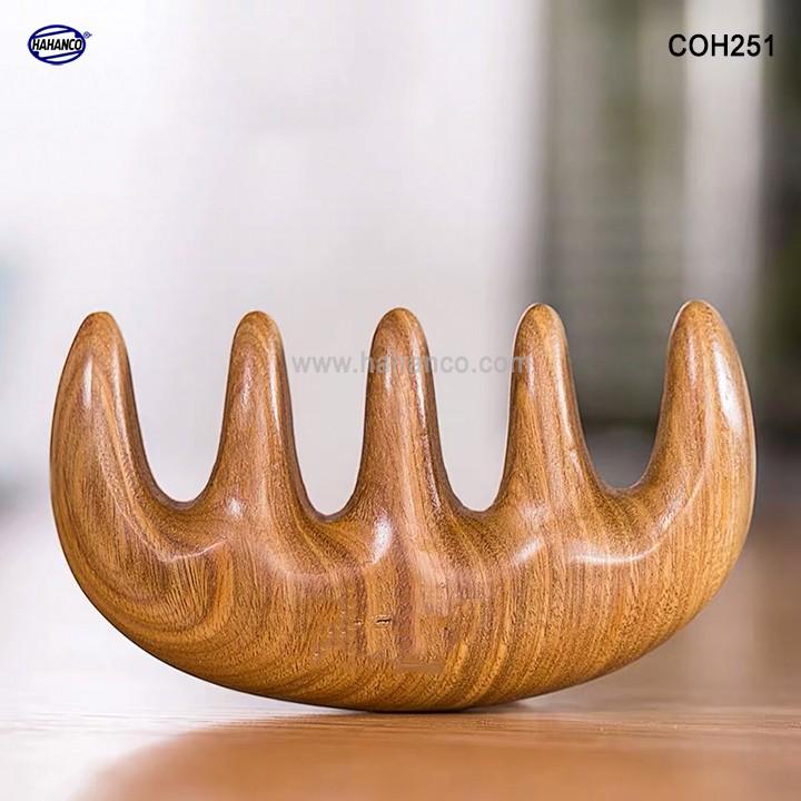 Lược gỗ Bách Xanh 5 răng massa đầu (Size: S -10cm) COH251 - Giúp lưu thông khí huyết đả thông kinh mạch - Chăm sóc tóc