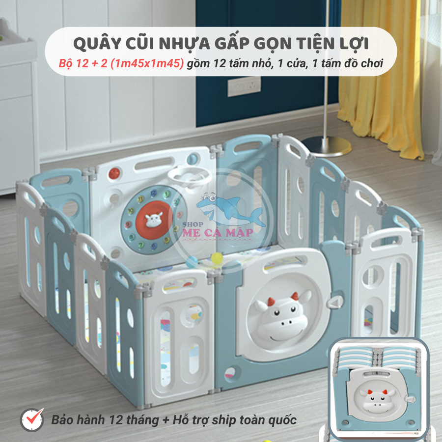 Quây cũi nhựa gấp gọn NEW TẶNG BÓNG RỔ, BÓNG THẢM, quây cũi cho bé nhựa an toàn