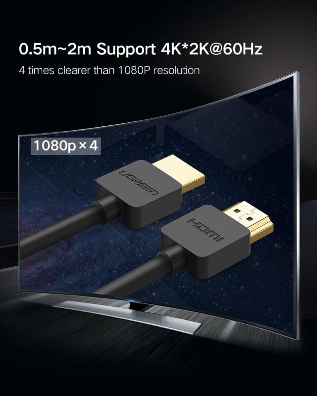 Ugreen UG30822HD121TK 0.5M màu Đen Cáp tín hiệu HDMI chuẩn 2.0 hỗ trợ phân giải 4K * 2K - HÀNG CHÍNH HÃNG